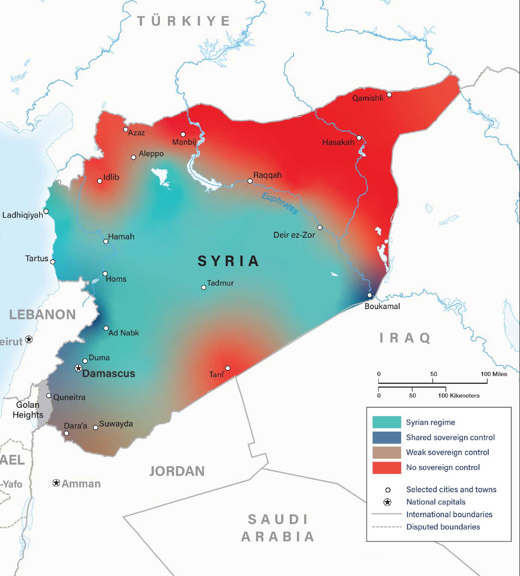 Map of Syria after ISIS occupation